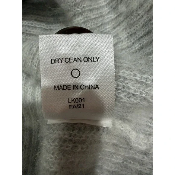 Quince Alpaca Wool Blend Ribbed Cardigan Sweater Light Gray Size Medium - Picture 6 of 6